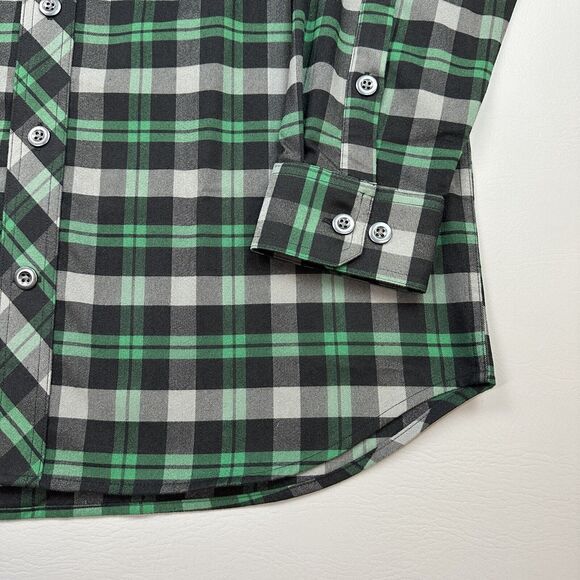 Duluth Trading Shirt Mens Medium Green Plaid Alaskan Hardgear Flannel Boars Nest - Picture 2 of 16
